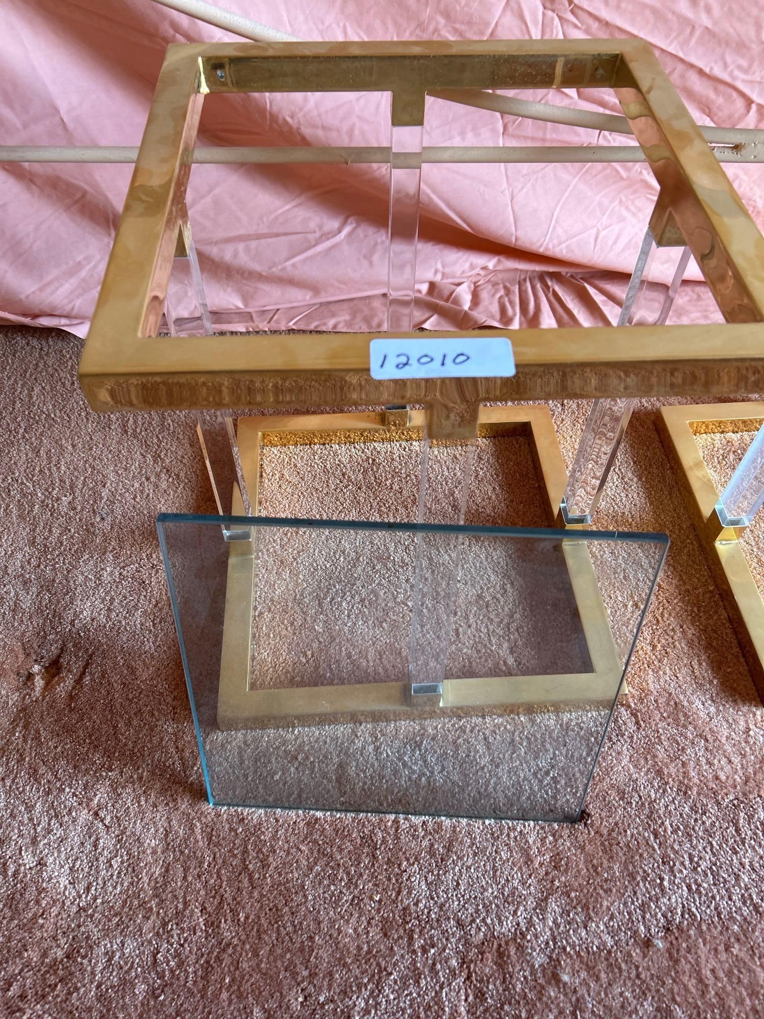 Charles Hollis Jones (Attrib.) Pair Of Mid Century Brass & Lucite Side Tables (1 of 4)