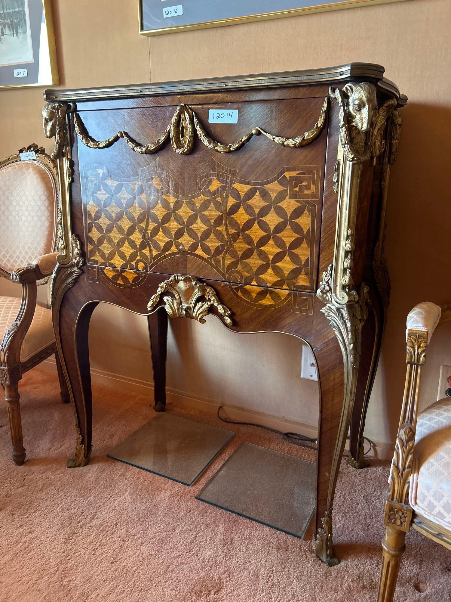 Louis Xv Style Gilt Metal Mounted Fall Front Writing Desk (1 of 18)