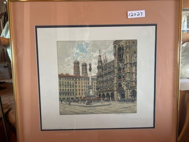 Hans Figura, Marienplatz, Aquatint Etching