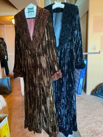 Two Full Length Crushed Velvet Opera Coats