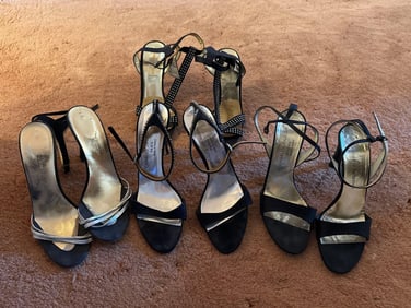 Four Pairs Charles Jourdan & Andrea Carrano Vintage Designer High Heels, Size 8 1/2