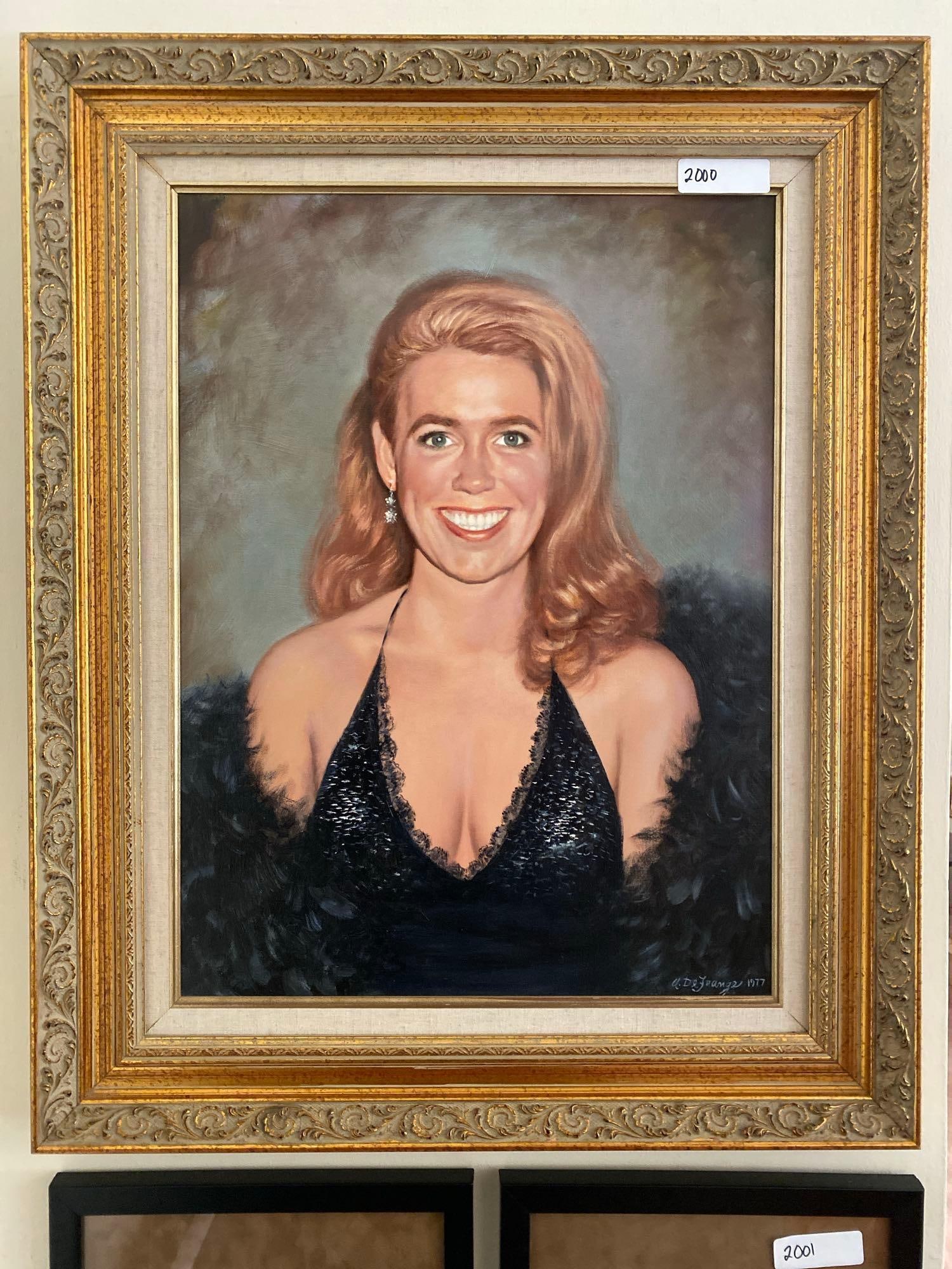 Anthony Defrange (American, 1923-1983), Portrait Of A Woman, Oil On Canvas: Anthony DeFrange (American, 1923-1983), Portrait Of A Woman, Oil on canvas. Signed lower right. Dated 1977. As framed approximately 31.0H x 25.0W in. Sight approximately 23.0H x 17.0W in.