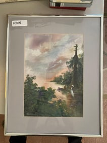 Miriam Ragan, Louisiana Bayou Landscape, Watercolor