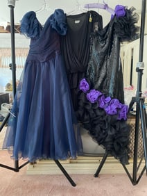 Three Vintage 1980'S Evening Gowns, Including Rose Taft