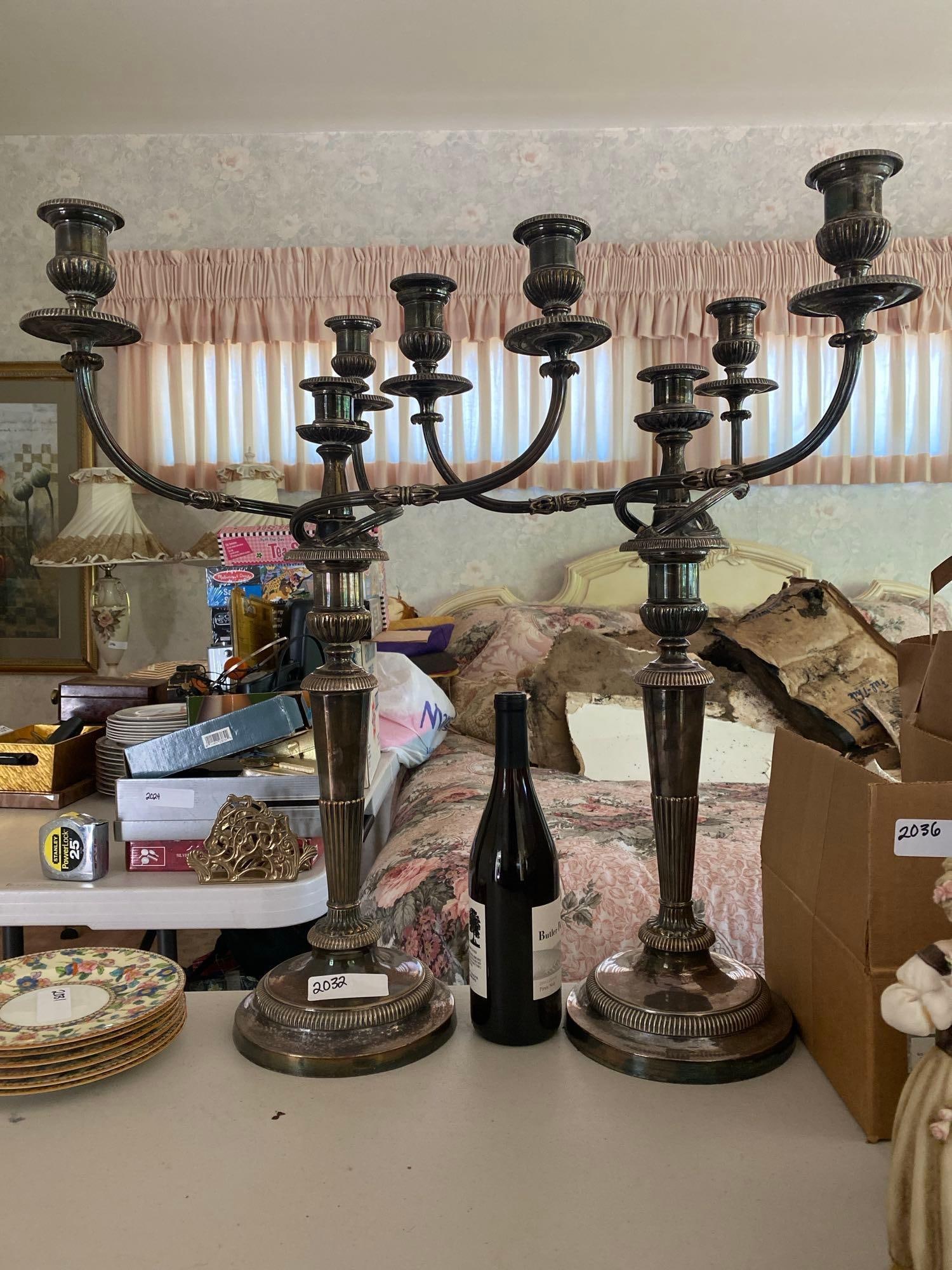 Pair Of Large Four Light Candelabras: Pair of large four light candelabras, approximately 26.0in high.