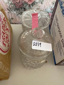 Pair Of Leaded Crystal Jars