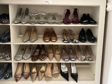 Four Shelves Of Ladies Shoes, Including Michael Kors, Ralph Lauren, And More, Sizes 8-9