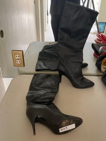 Giorgio Beverly Hills Black Leather Boots, Ca. 1970'S, Size 7.5