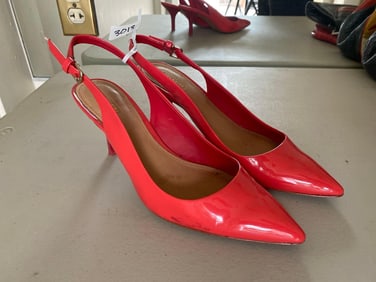Coach Coral Patent Leather Slingback Heels, Size 8.5