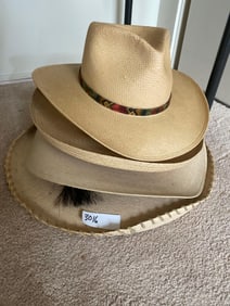 Four Straw Hats Including Stetson