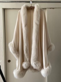 Fox Fur Trimmed Cashmere Cape