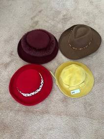 Five Felt Hats, One With Fur Trim