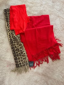 Three Cashmere Scarves, One New With Tags