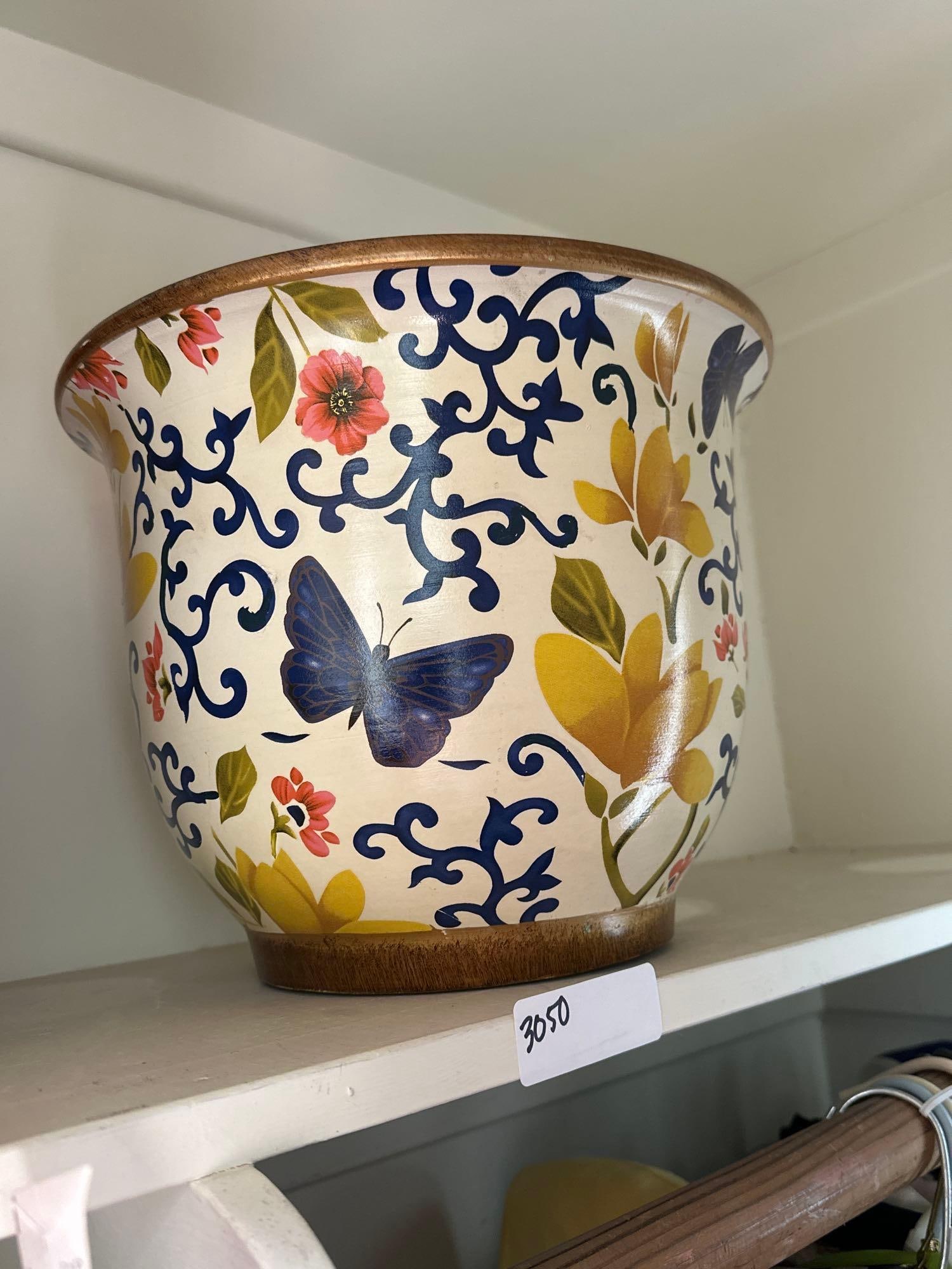Ceramic Planter Pot With Butterfly Design (1 of 1)