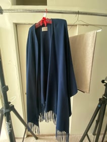 Pendleton Blue Wool Wrap And Cashmere Scarf