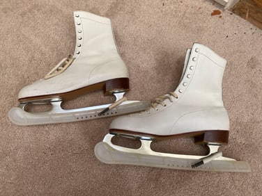 White Leather Ice Skates, Size 39