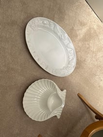 Two Large White Ceramic Serving Platters