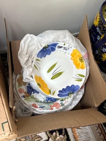 Ceramic Plates With Floral & Grape Motifs
