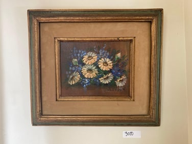 Mid Century Still Life With Daisies, Oil On Canvas