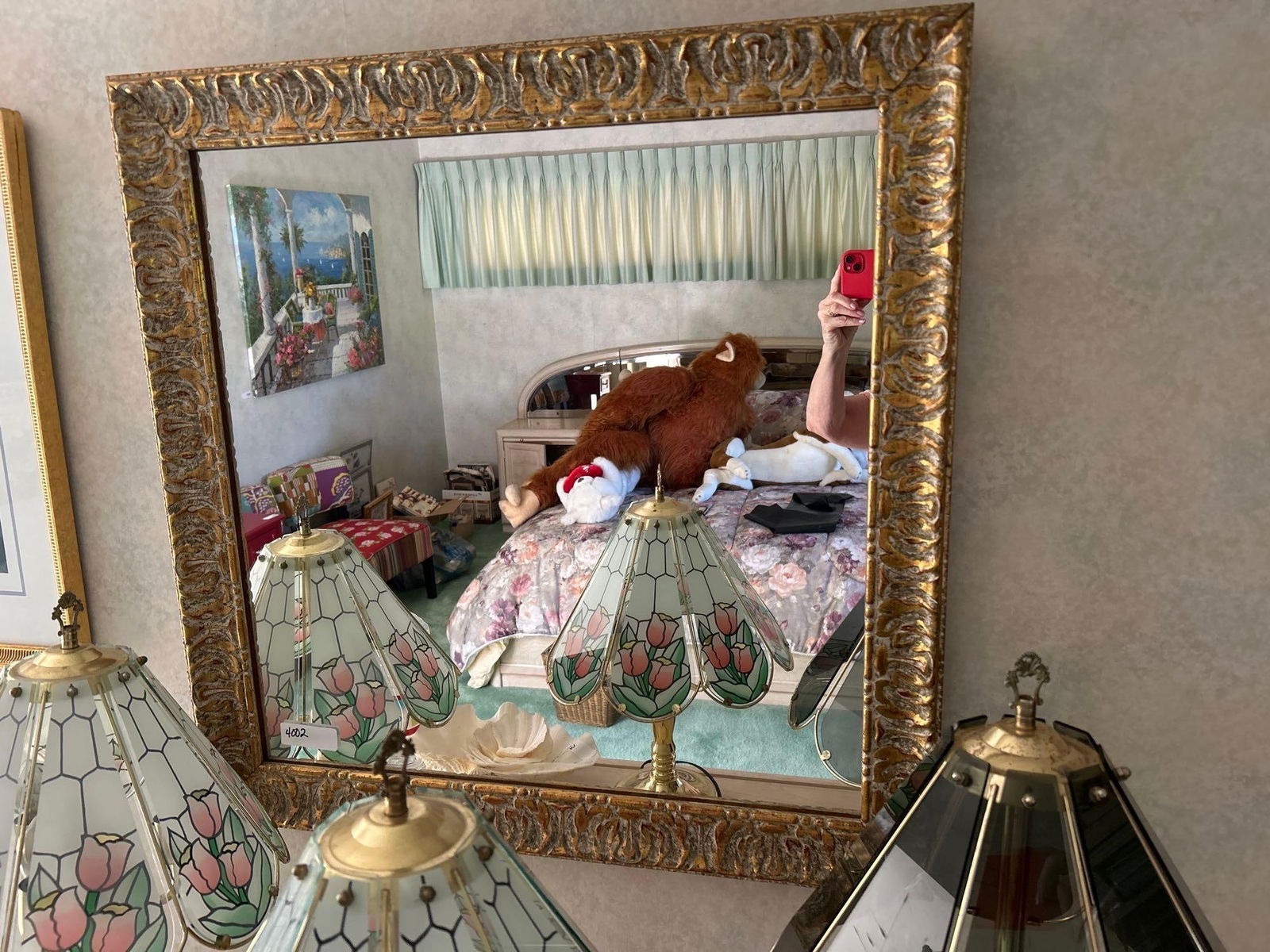 Contemporary Giltwood Mirror: Contemporary Giltwood Mirror. Approximately 30.0W x 30.0H in.