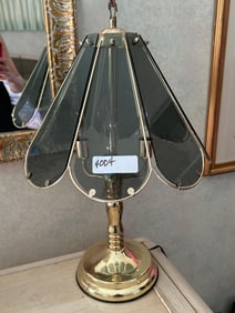 Vintage Brass & Etched Glass Table Lamp