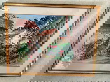 Garden Landscape, Watercolor On Paper, Signed Patricia Akay