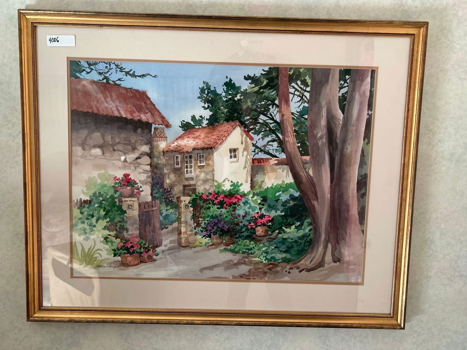 Garden Landscape, Watercolor On Paper, Signed Patricia Akay (1 of 4)