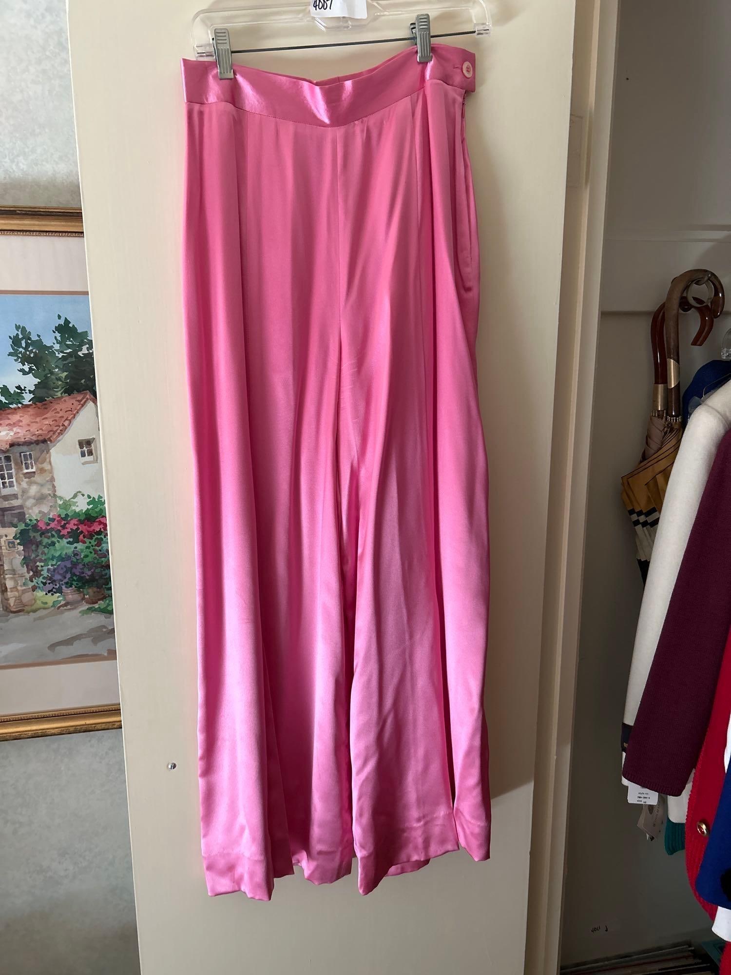 Vintage Escada Couture Pink Silk Pants, Size 38: Vintage Escada Couture pink silk pants, size 38.
