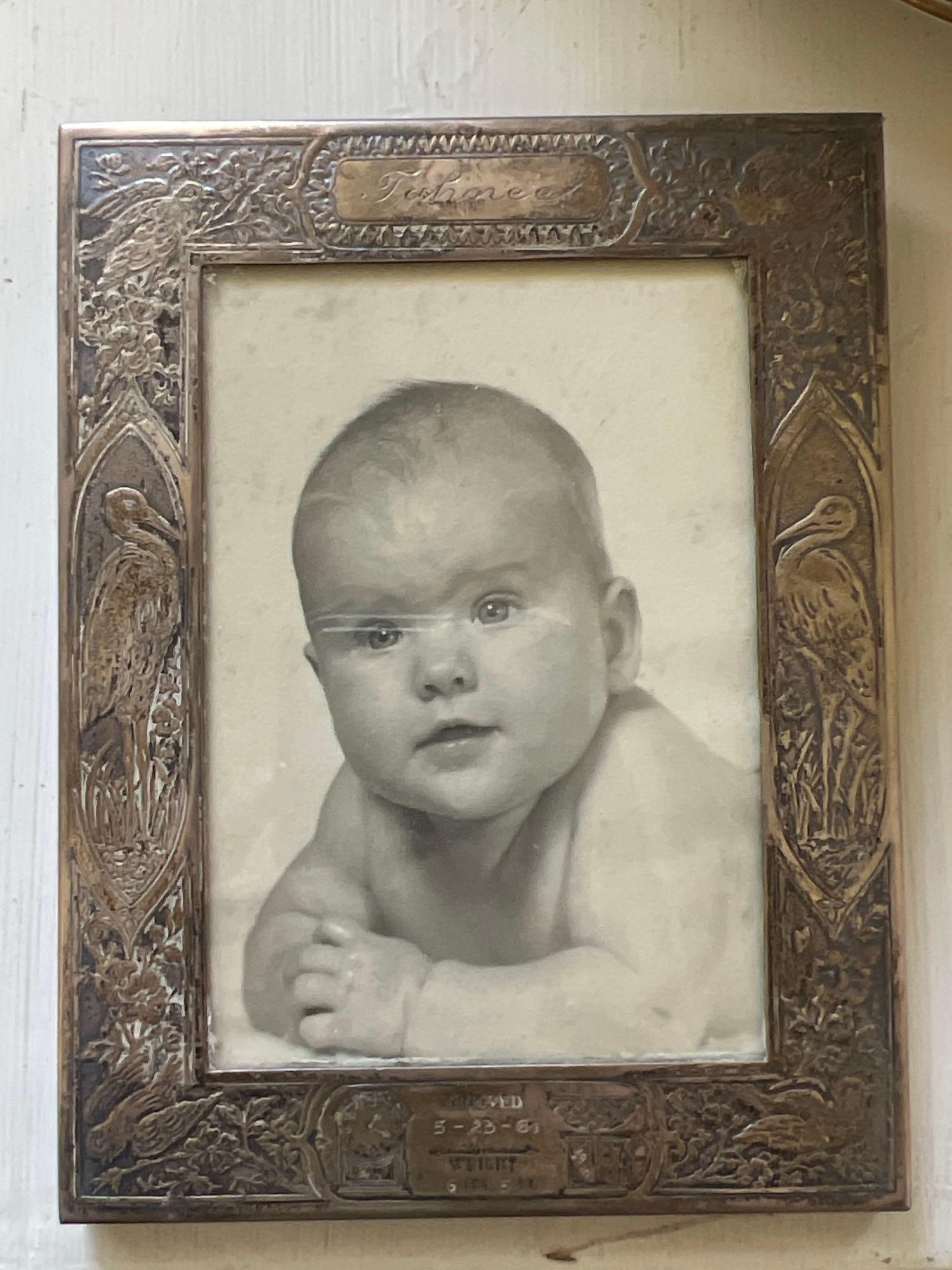 Vintage Sterling Silver Baby Picture Frame: Vintage sterling silver baby picture frame.