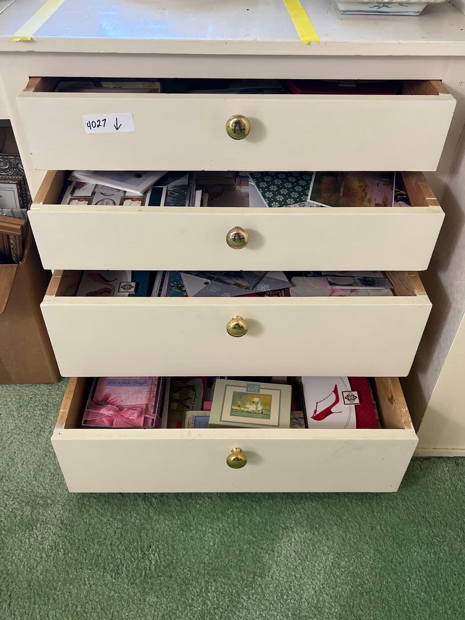 Four Drawers Of Cards And Stationary: Four drawers of cards and stationary
