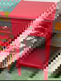Red Painted Side Table