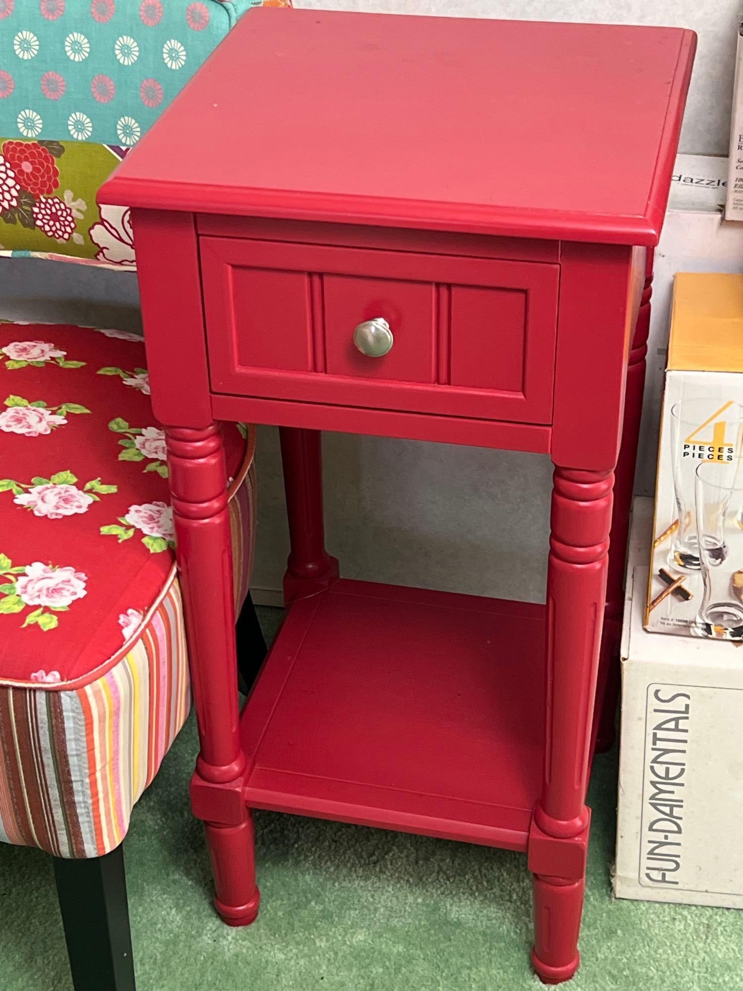 Red Painted Side Table (1 of 3)