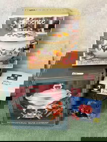 International Silver Plate Chafing Dish, Fondue Set, And Enamel Pot