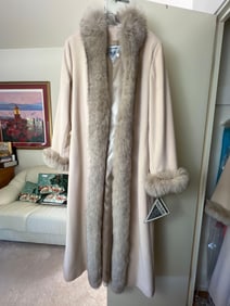 Marvin Richards Fur Trimmed Wool & Cashmere Blend Coat