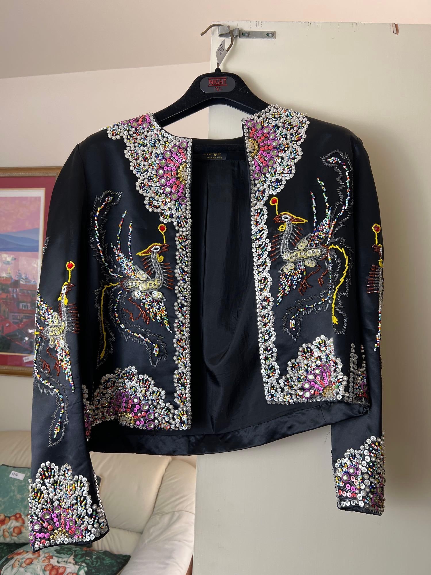 Vintage Helft'S Beverly Hills Beaded Silk Bolero: Vintage Helft's Beverly Hills beaded silk bolero. Approximate size small. Some small areas of loss to beading.