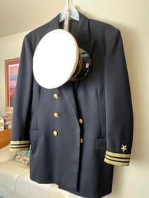 Vintage Navy Military Jacket And Hat