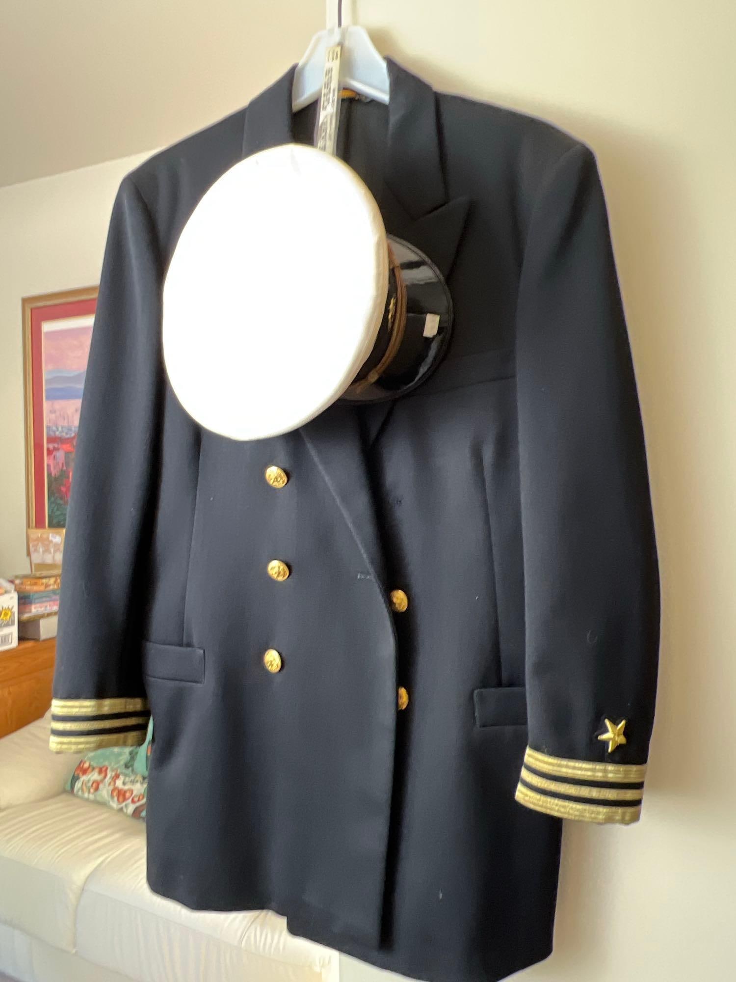 Vintage Navy Military Jacket And Hat: Vintage Navy military jacket and hat.