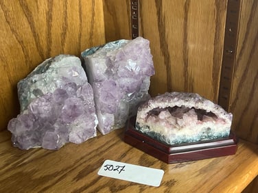Pair Of Amethyst Bookends & Geode