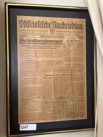 1945 Framed German Newspaper Page
