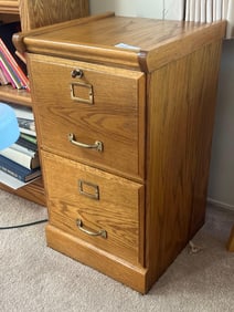 Oak Two Drawer File Cabinet