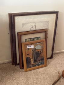 Four Pieces Of Artwork In Wood Frames
