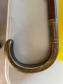 Cane With Etched Brass Handle