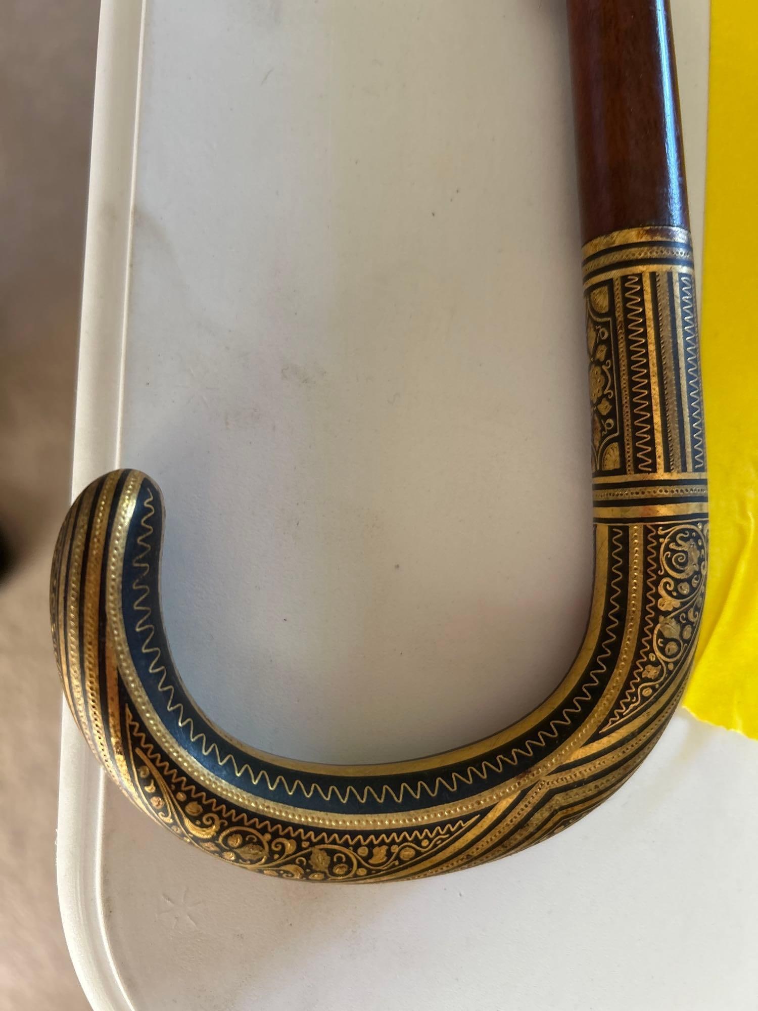 Cane With Etched Brass Handle (1 of 2)