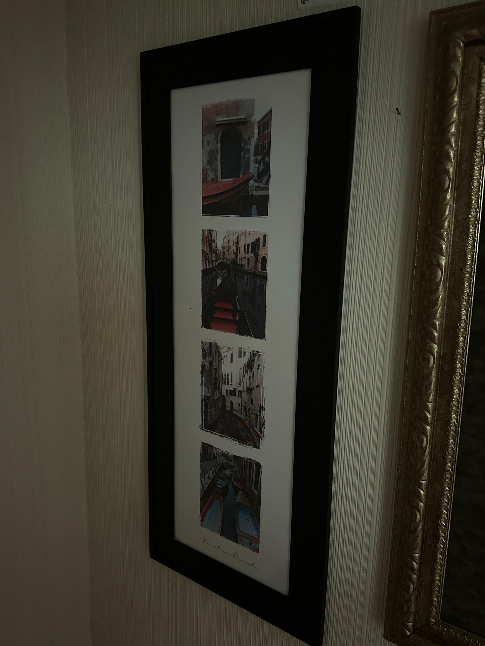 Venetian Gondola Artwork: Venetian gondola artwork. Approximately 41 x 17"