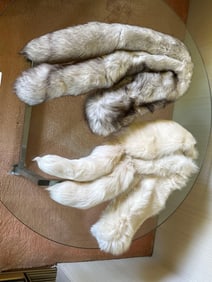Two Gray & White Fox Fur Stoles