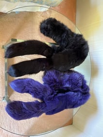 Two Black & Purple Fox Fur Stoles.