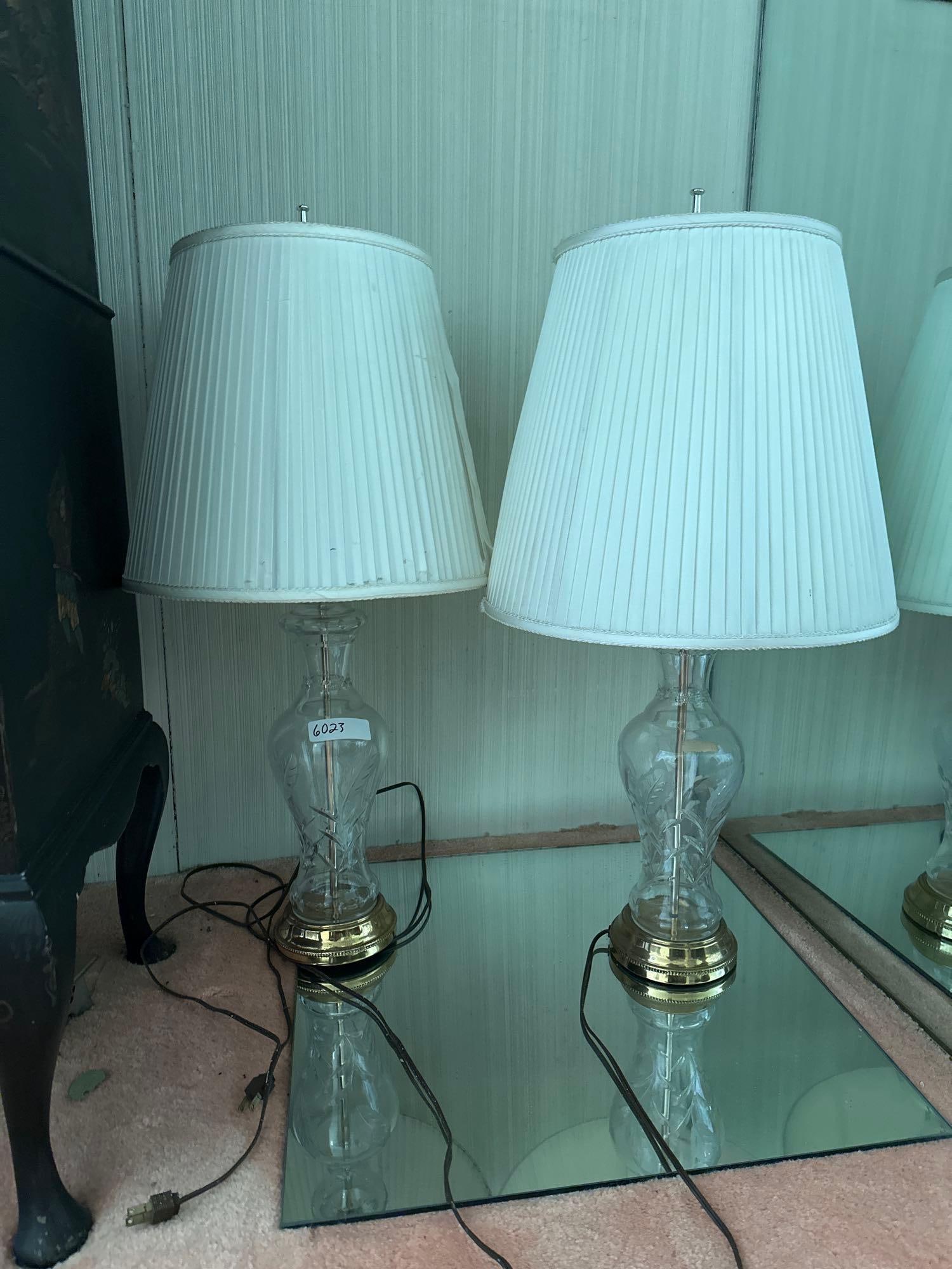 Pair Of Crystal Table Lamps: pair of crystal table lamps.