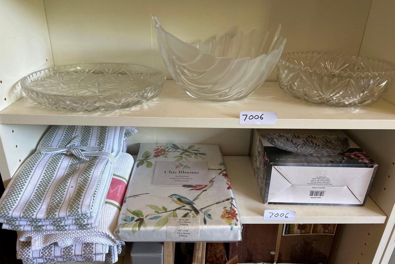 Crystal Bowls & Table Linens: Crystal bowls & table linens.