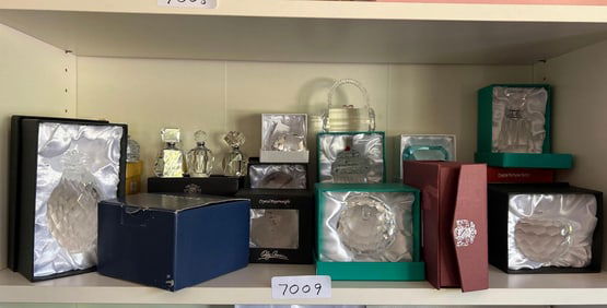 Large Collection Of Crystal Perfume Bottles And Decor