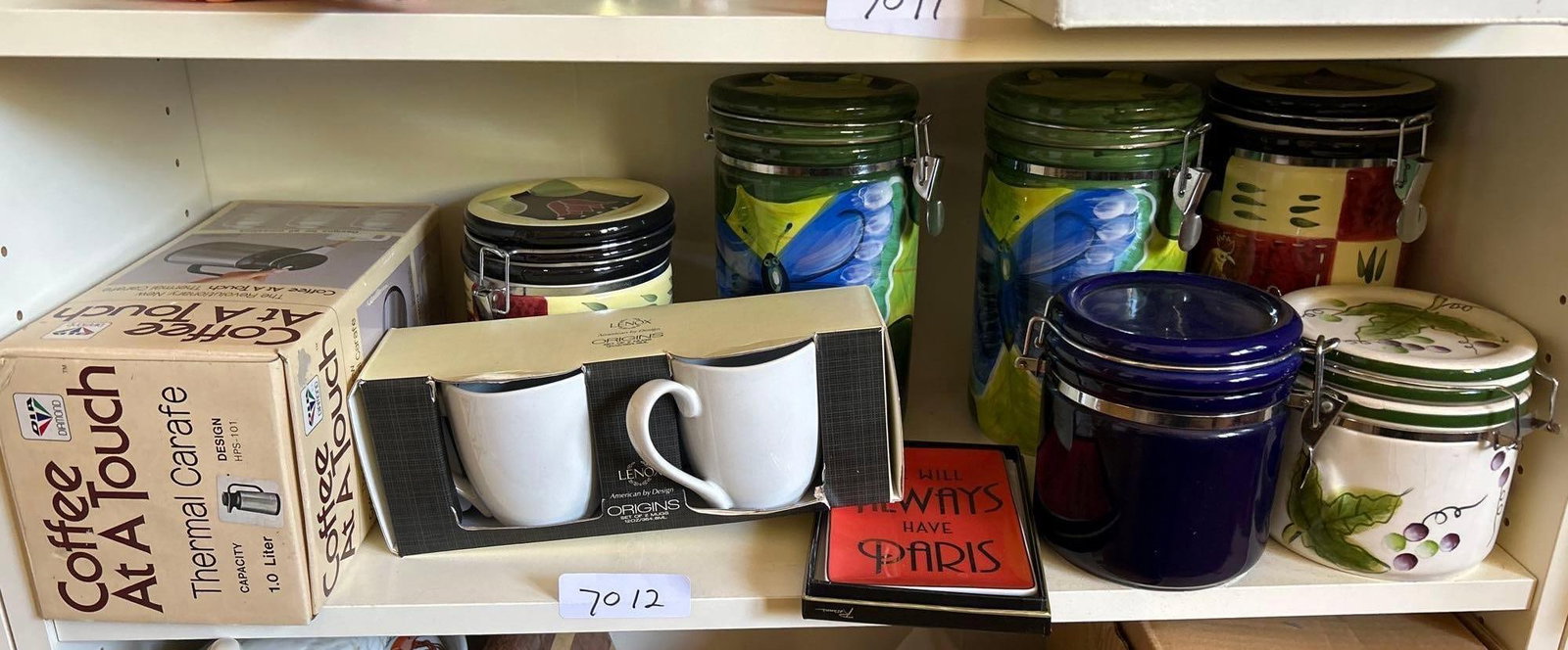 Canisters, Coffee, Mugs, Carafe, And More.: Canisters, coffee, mugs, carafe, and more.